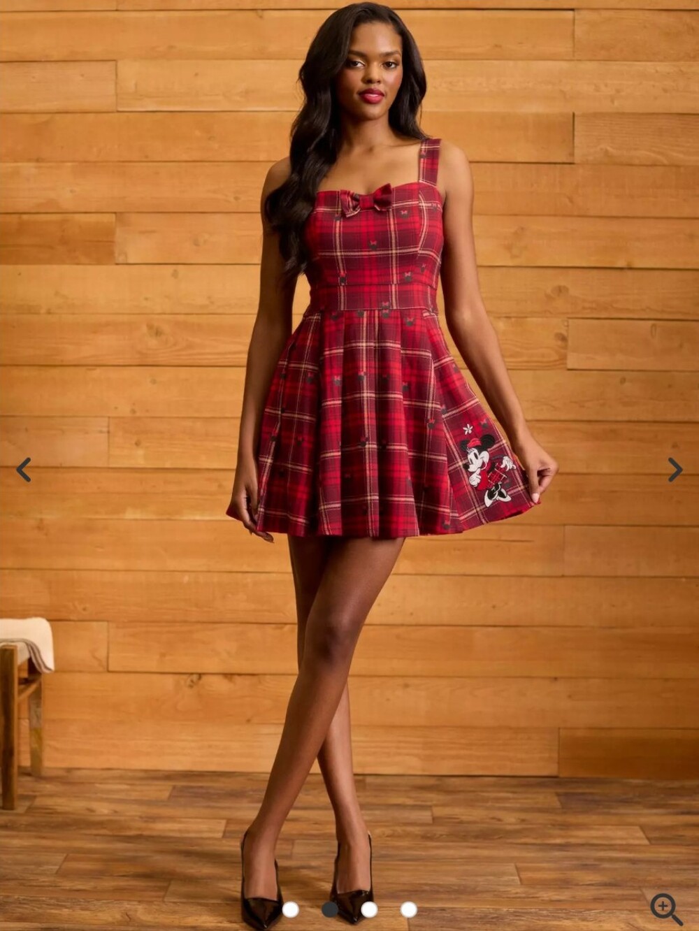 Her Universe Red Plaid Minnie Mouse Fit-and-Flare Dress